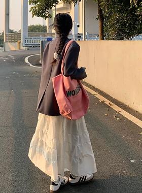 韩系高级感灰色小西装外套设计感一粒扣宽松休闲气质廓形版型西服