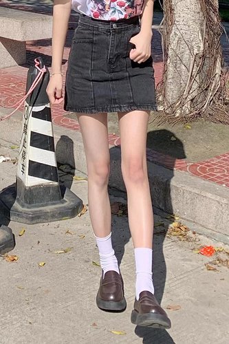 A字高腰牛仔裙显瘦百搭小个子