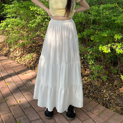 白色蛋糕松紧腰半身裙柔软亲肤