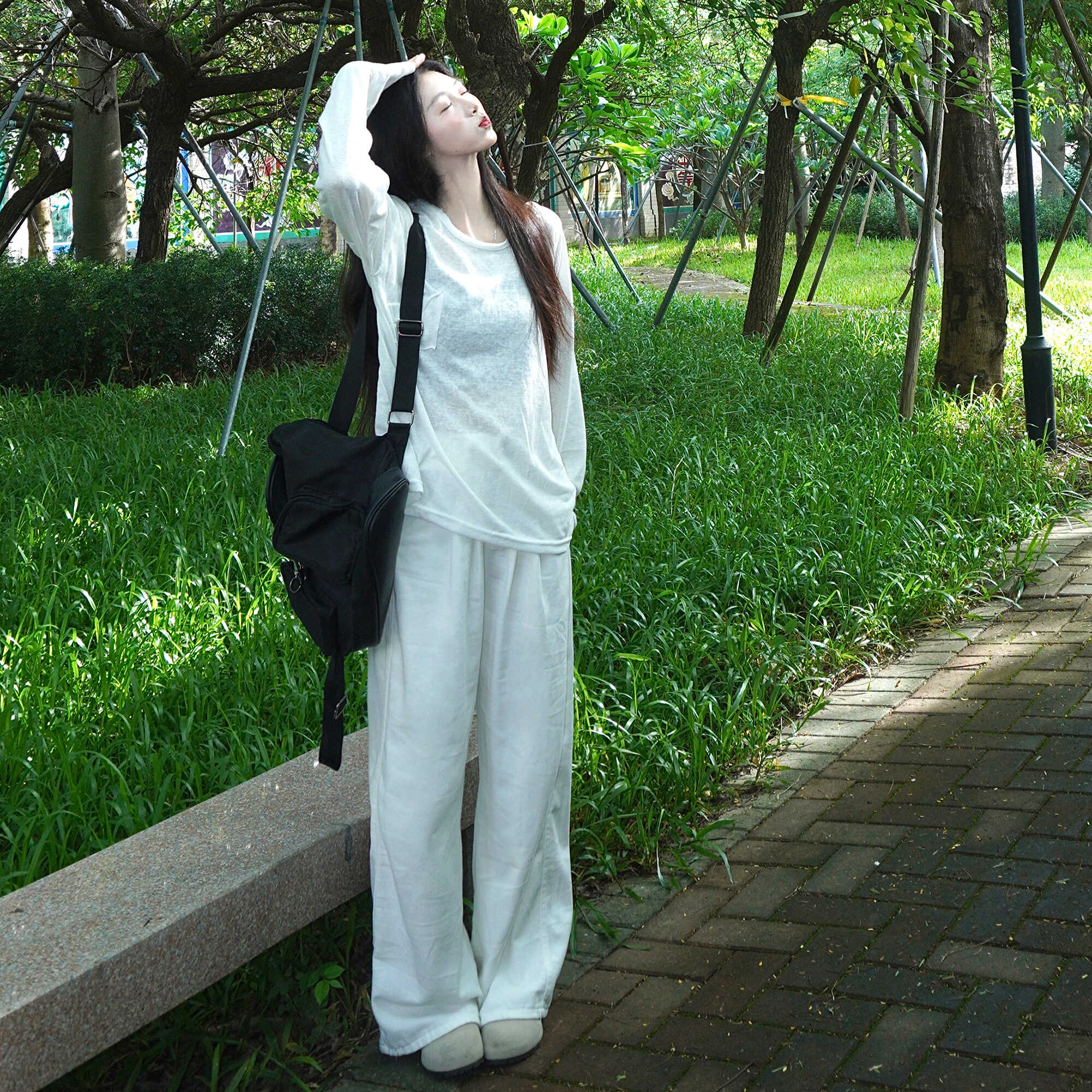 防晒罩衫薄款休闲慵懒风宽松u领