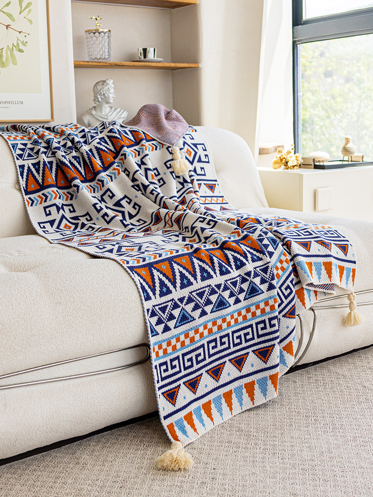 레트로 보헤미안 소파 담요 사무실 두꺼운 니트 낮잠 에어컨 던지기 담요 단일 담요 목도리 담요