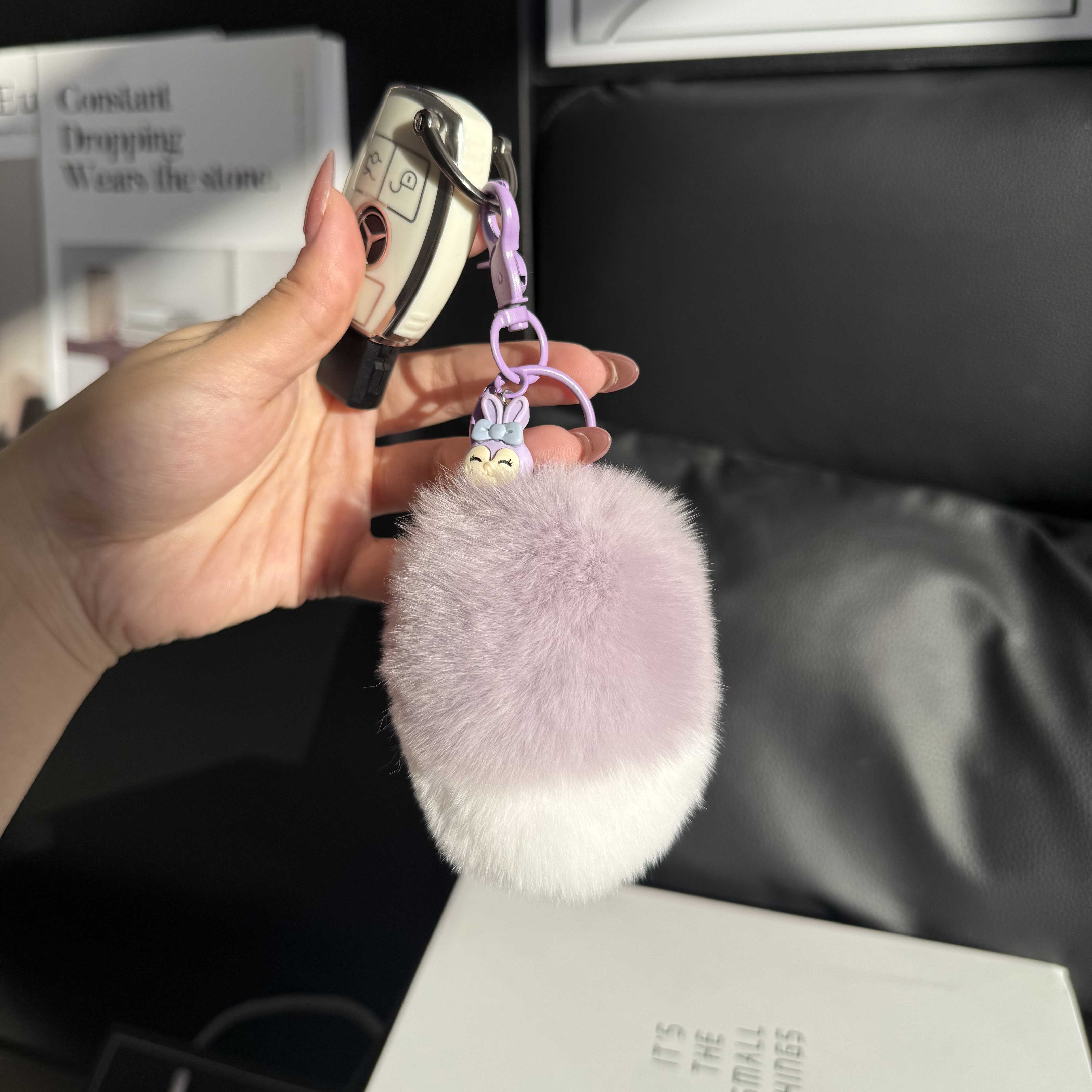 真獭兔毛小兔子尾巴钥匙扣包挂件图片