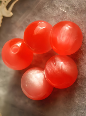 意大利月光冰川猫眼树脂珠1980s欧洲进口中古董红色串珠8/10/12mm