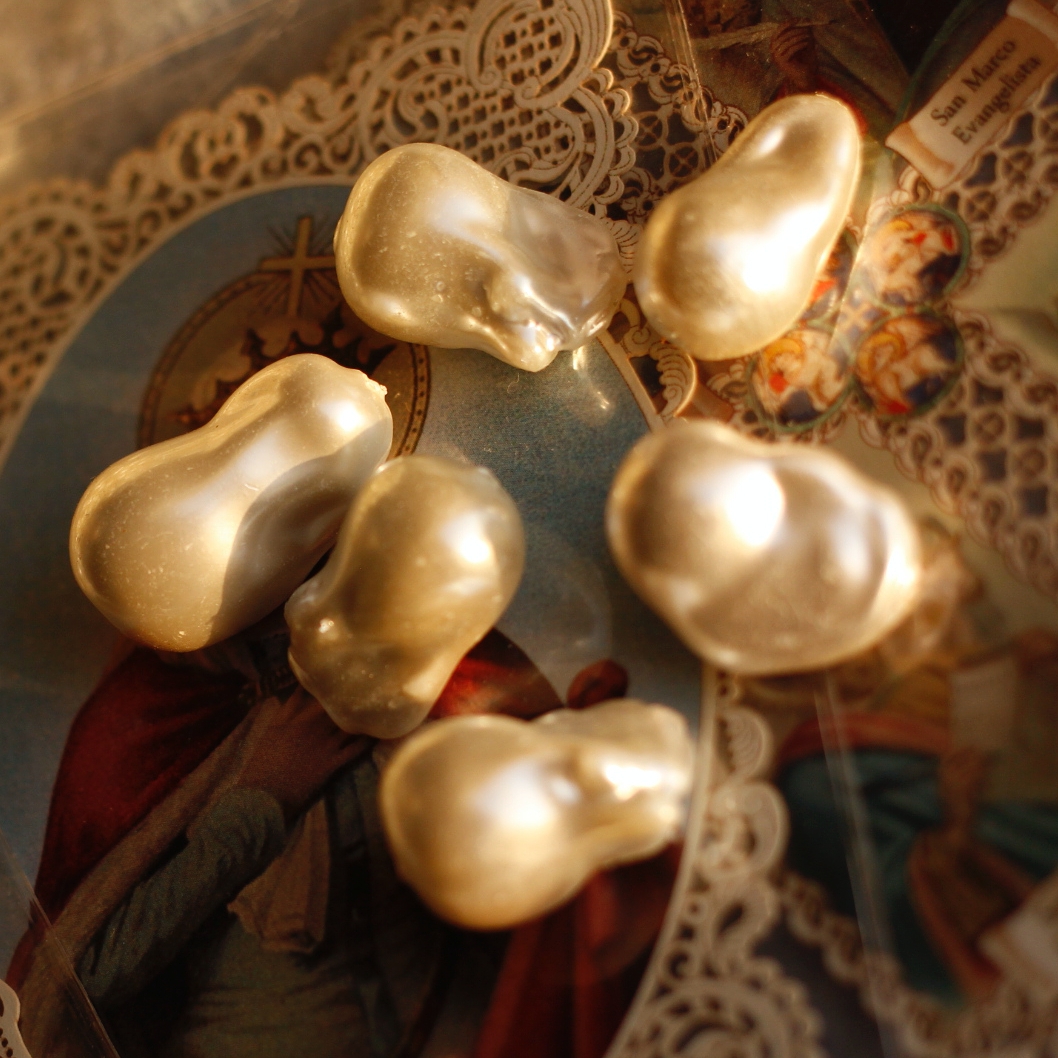 欧美进口老琉璃仿超大巴洛克珍珠复古中古DIY散珠串珠子配件VTG