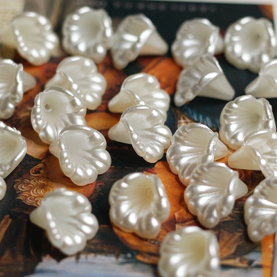 雾感仿珍珠树脂马蹄莲西德中古珠DIY散珠复古半成品串珠配件16m