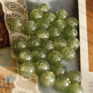 欧美国意大利进口苔藓绿银河星光银亮片闪亮灯球感树脂串珠子10mm