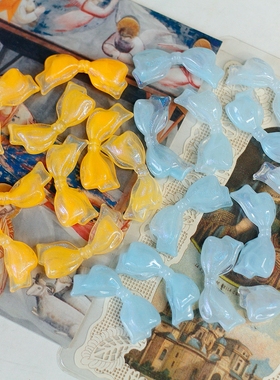 美国进口蓝色黄色中孔连接手工散珠子蝴蝶结半成品串珠饰品配件