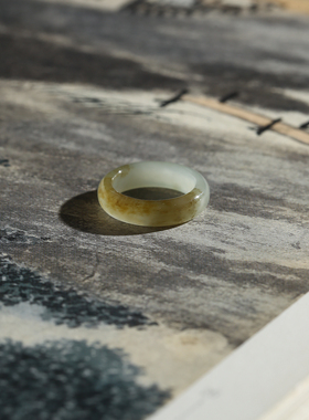 5号戒指 新疆和田玉糖玉唐草纹小尺码圆条素圈指环 尾戒 9408