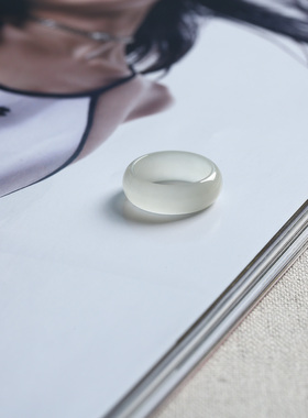 5号戒指 和田玉白玉小尺码圆弧素圈指环 尾戒 2028