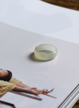 7号戒指 新疆和田玉糖料糖青玉薄款小尺码素圈指环 尾戒 9139