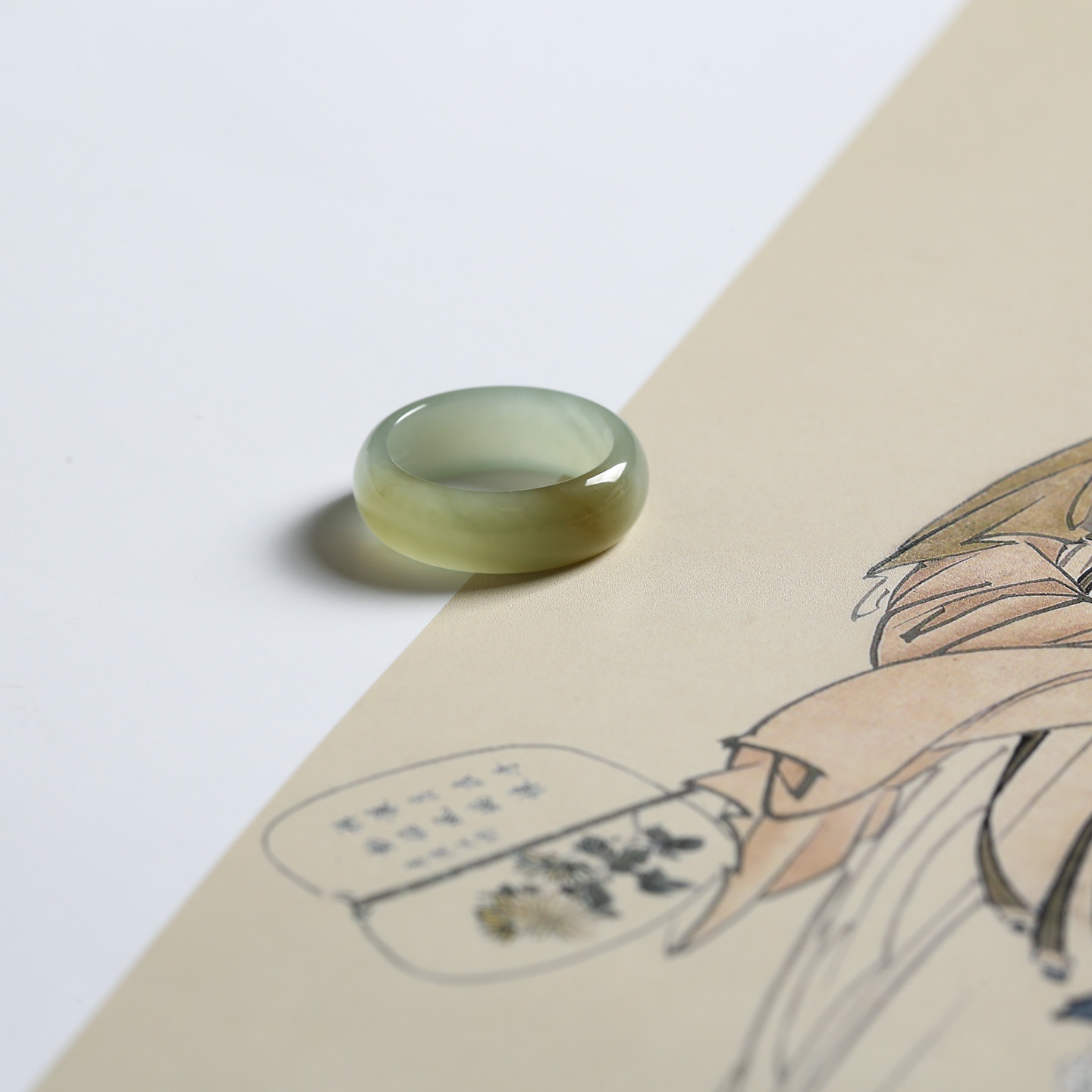 13号戒指 新疆和田玉糖料糖玉泥鳅背圆弧素圈指环 421