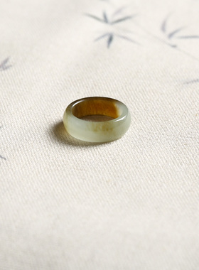 7号戒指 新疆和田玉糖料糖玉小尺码圆弧素圈指环 尾戒 8304