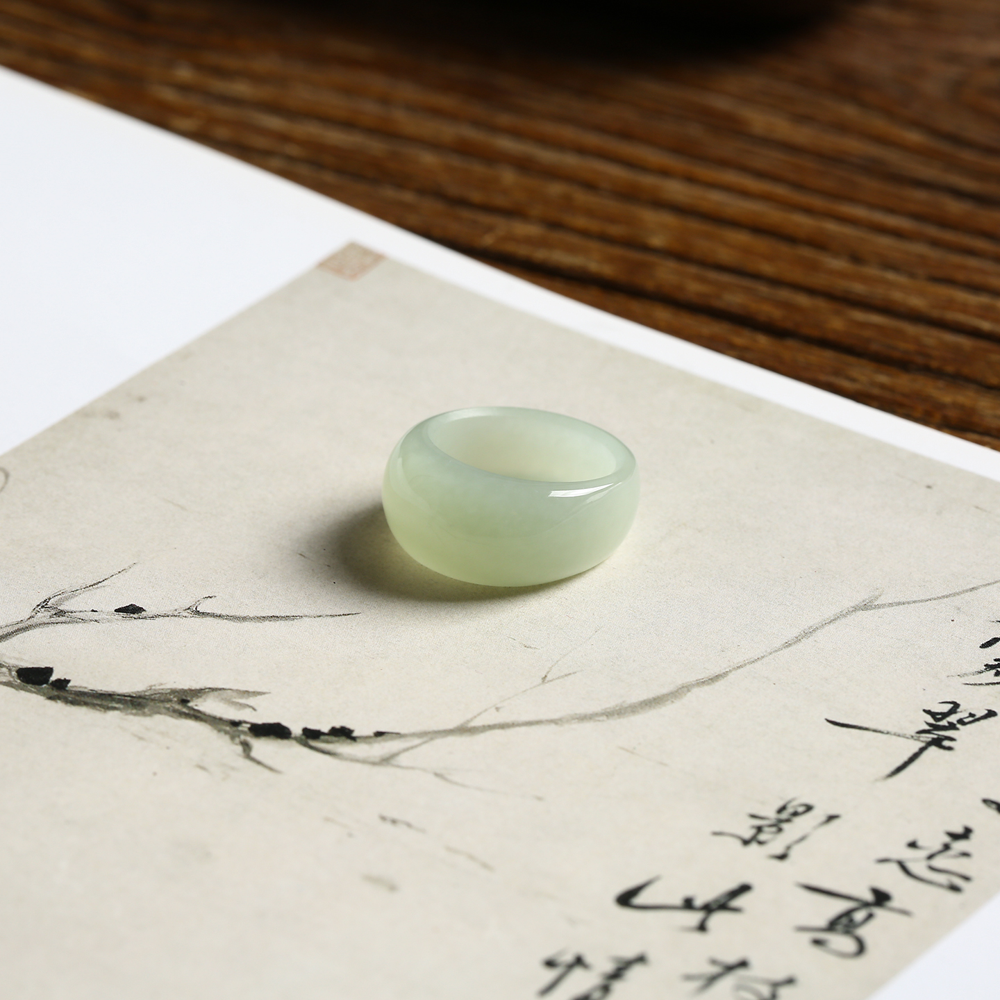 13号戒指 和田玉青白馒头款指环 7009