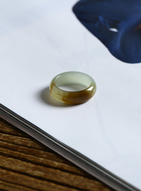 6号戒指 新疆和田玉糖料糖青玉小尺码圆弧素圈指环 尾戒 534