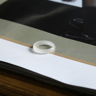 5号戒指 和田玉白玉细条叠戴小尺码素圈指环 尾戒 6761