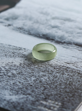 2号戒指 和田玉晴水青白小尺码圆弧素圈指环 尾戒 9126