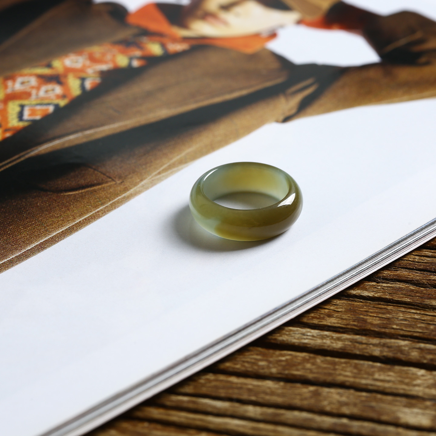 13号戒指 新疆和田玉糖料糖青玉泥鳅背圆弧素圈指环 6766