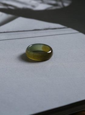 7号戒指 新疆和田玉糖料糖青玉小尺码圆弧素圈指环 尾戒 2885