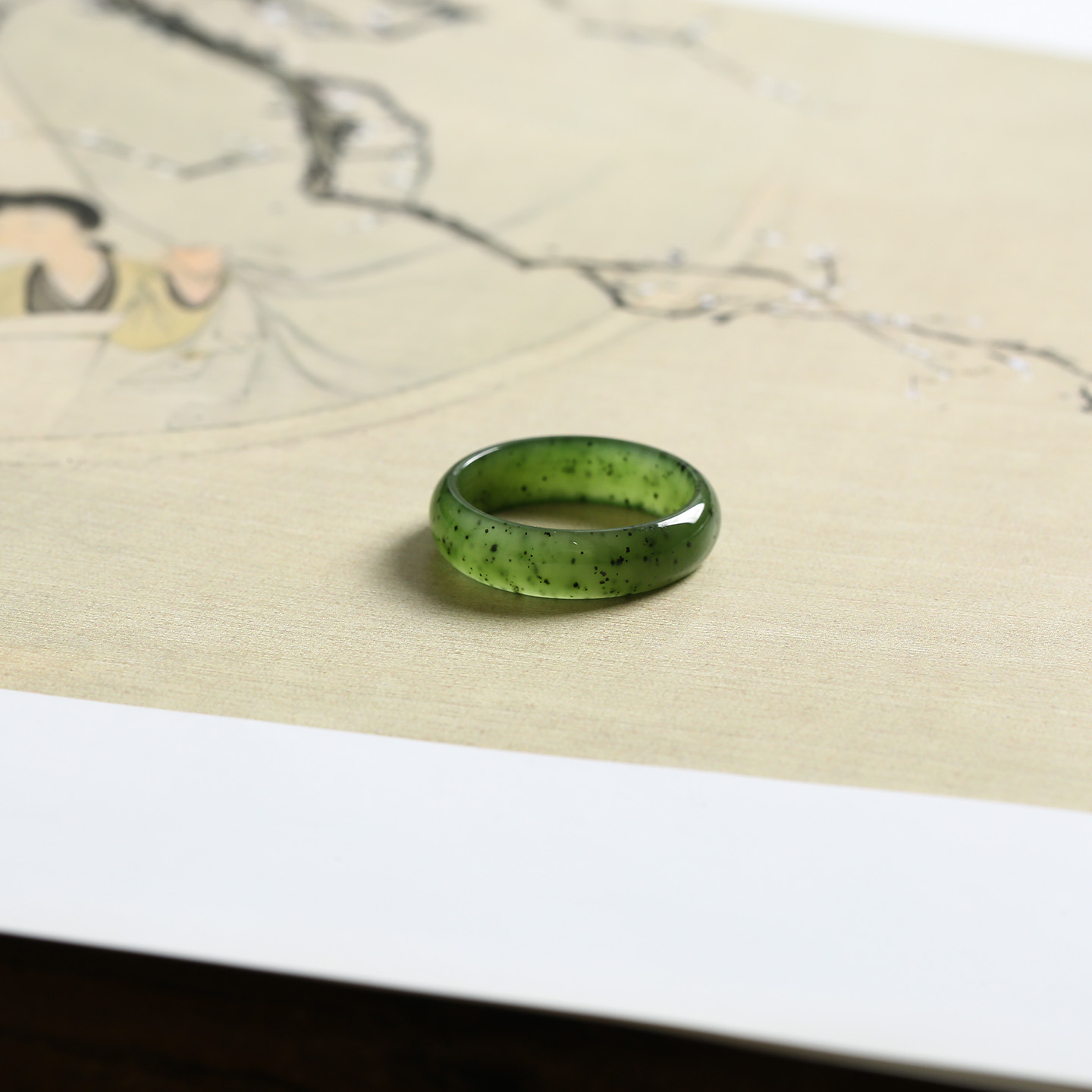 24号戒指 和田玉碧玉大尺码圆弧素圈指环 5253