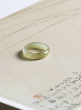 12号戒指 新疆和田玉糖料糖玉圆弧素圈指环 3314