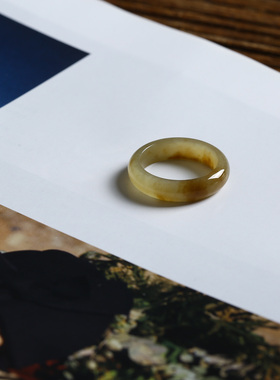 16号戒指 新疆和田玉糖料糖玉泥鳅背圆弧素圈指环 358