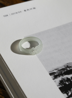 5号戒指 和田玉晴水青白纯手工雕刻钱串小尺码指环 尾戒 3103