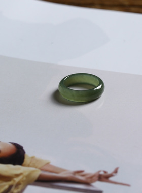 4号戒指 和田玉晴水青白小尺码素圈指环 尾戒 9133