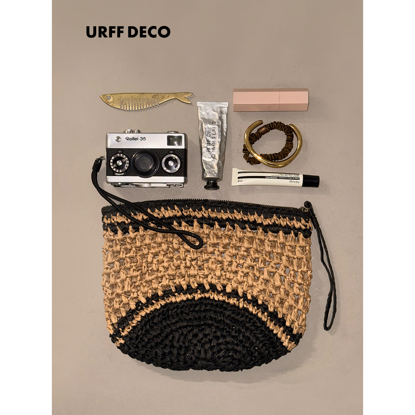 URFFDECO钩织纸草收纳化妆包图片