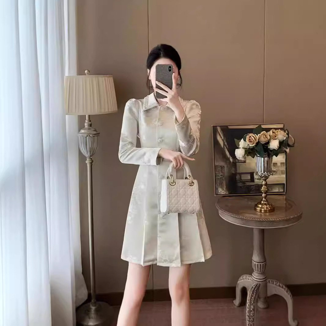 小香风长袖女装连衣裙