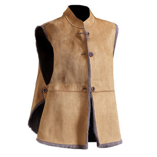 2026新款新中式国风马甲女款秋冬外穿背心坎肩(兔毛复合麂皮绒)