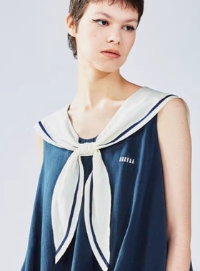 春季海军风小披肩双层假领子日系网红系带防晒衬衫学院风搭肩装饰