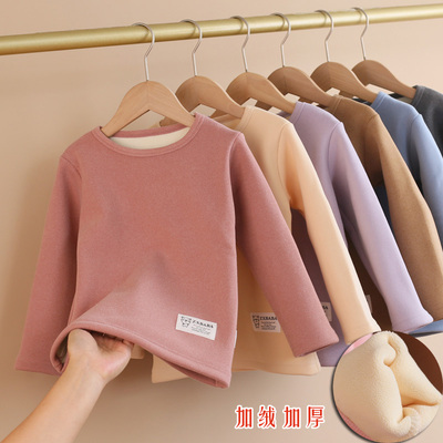 儿童加绒加厚德绒保暖内衣打底衫