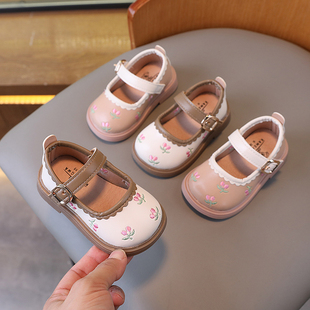 女童皮鞋春秋女宝宝学步鞋公主软底婴儿0-3一岁1方口小童防滑透气
