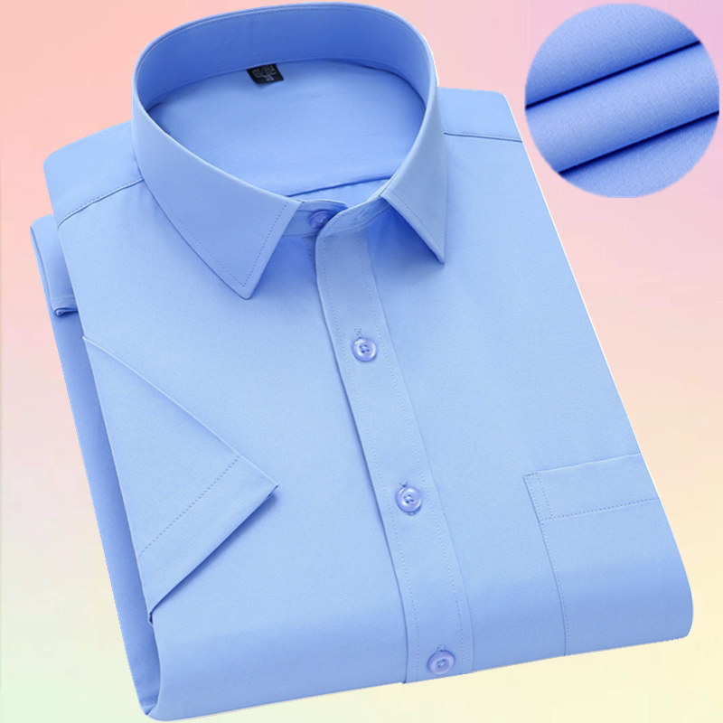 深蓝衬衫短袖男女同款工作服职业装保险酒店销售工装衬衣刺绣logo