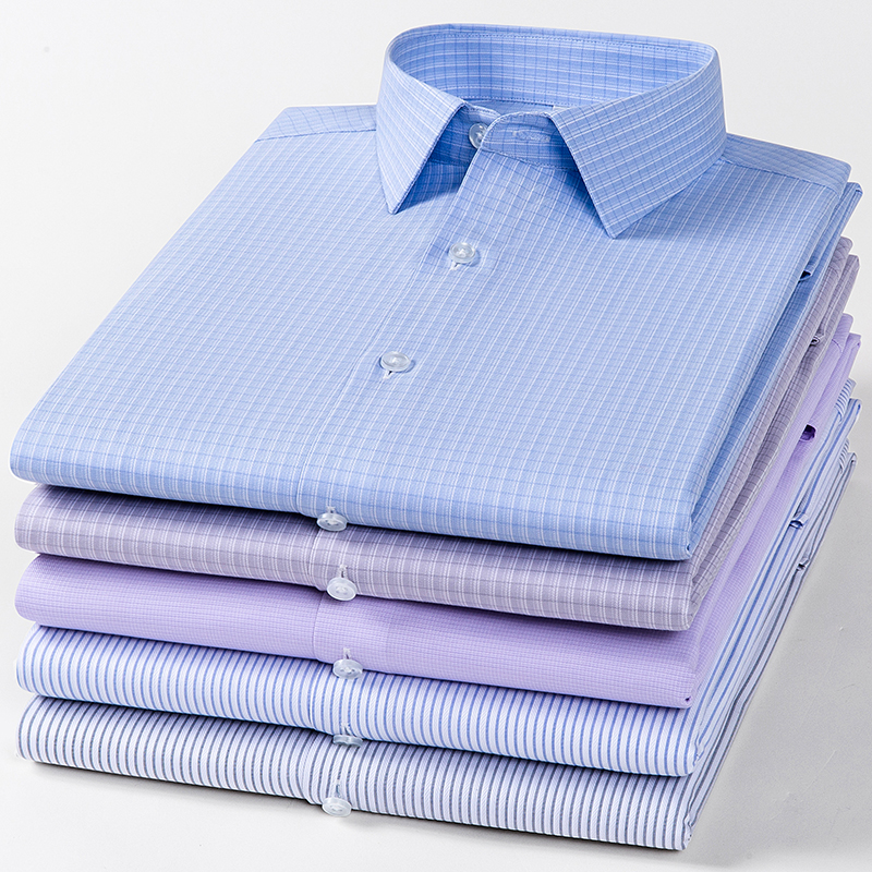 春夏季桑蚕丝男士长袖衬衫翻领真丝缎面衬衣中老年爸爸装格纹上衣