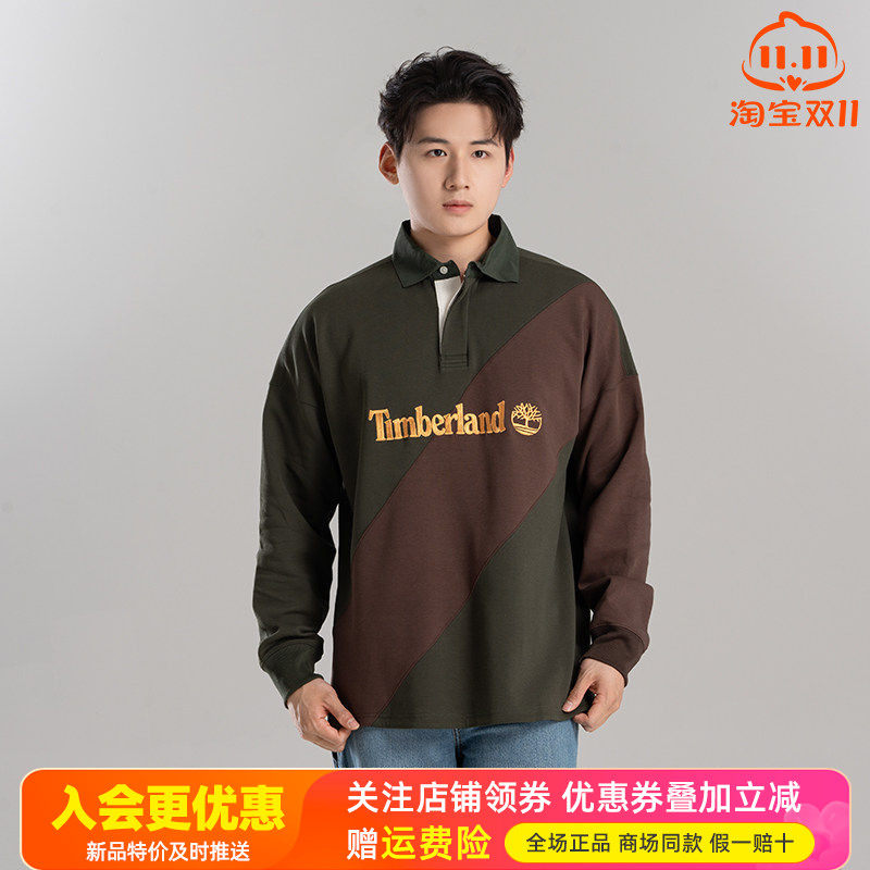 Timberland添柏岚户外男女日本线重磅舒适长袖套头POLO衫A6G2Q