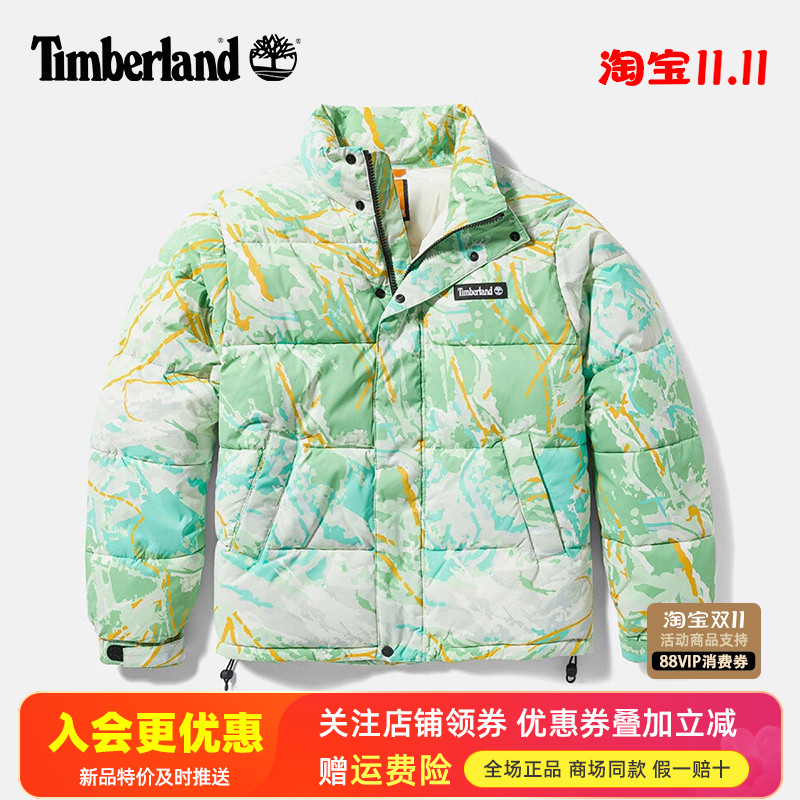 Timberland添柏岚户外男款防泼水防风保暖立领印花棉服外套A5NU6