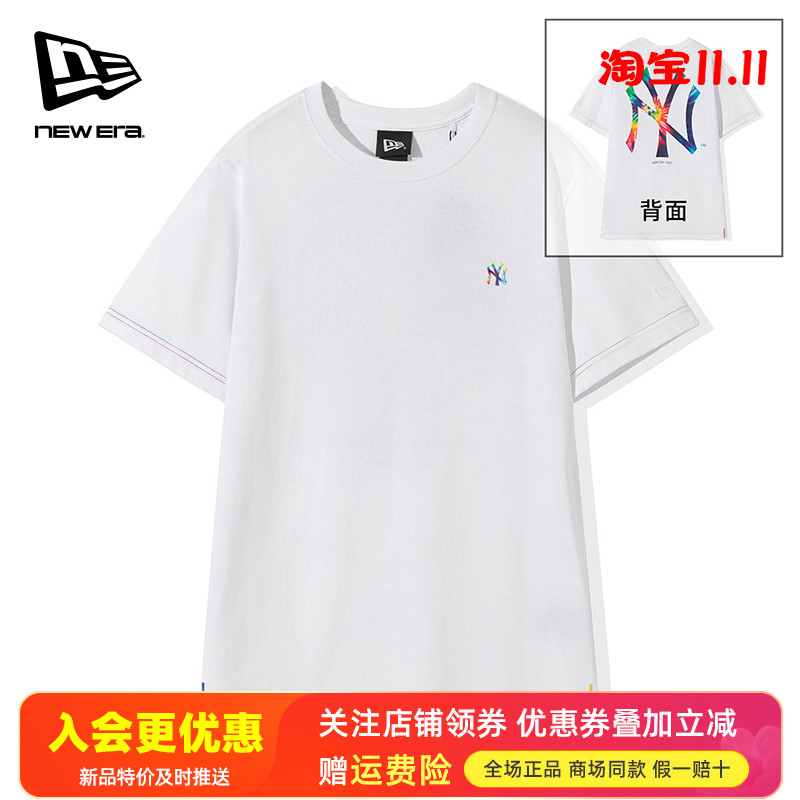 NewEra纽亦华男女MLB重磅棉彩色NY透气休闲LA运动短袖T恤13274202