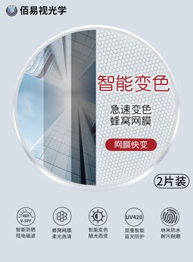 佰易视蜂窝网膜防蓝光变色镜片近视超薄眼镜片