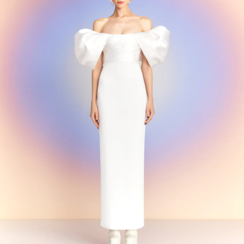 一字肩晚礼服修身长裙2024新款高级质感宴会高档连衣裙年会女时尚