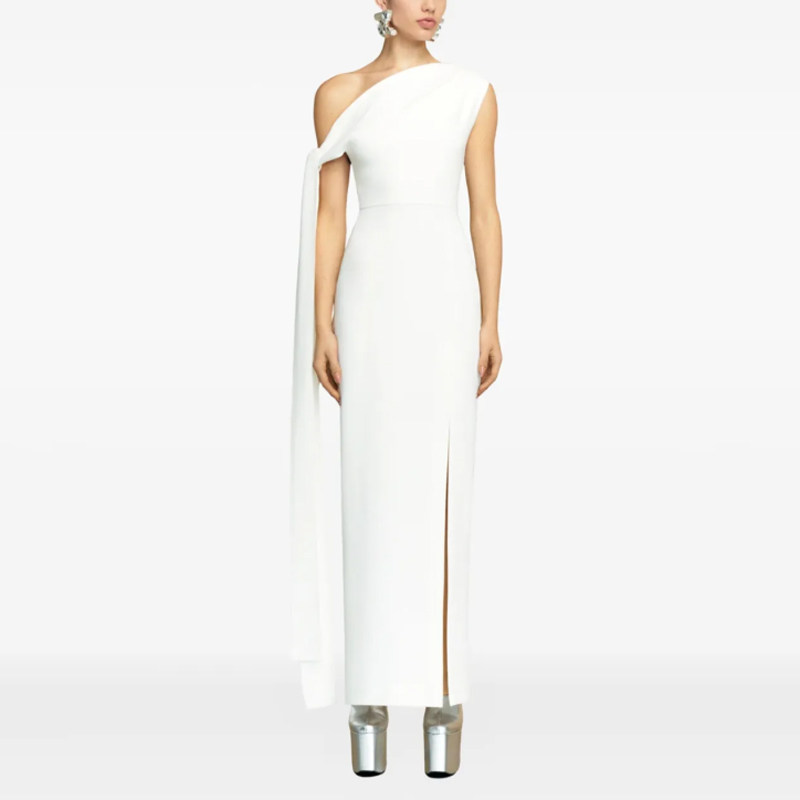 时尚斜肩晚礼服气质优雅公司年会晚宴主持演讲独唱女生连衣裙高级