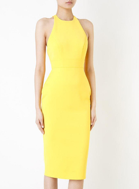 晚礼服2026新款黄色小礼服修身气质年会派对生日宴会连衣裙优雅女