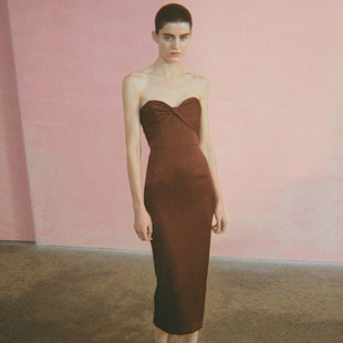 深咖啡色晚礼服个性女装生日派对中长款宴会小礼服连衣裙2026新款