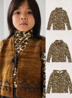 2025mp系列北欧风男女童猫头鹰有机皮马棉领结花边长袖打底衫上衣