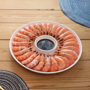 创意水饺子下盘带醋碟碗家用陶瓷点心盘装薯条餐盘商用盘子子母盘