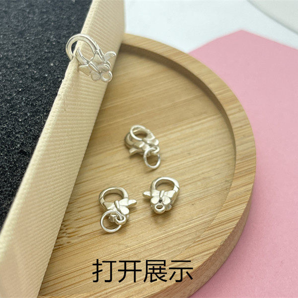 S925纯银蝴蝶结龙虾扣弹簧扣