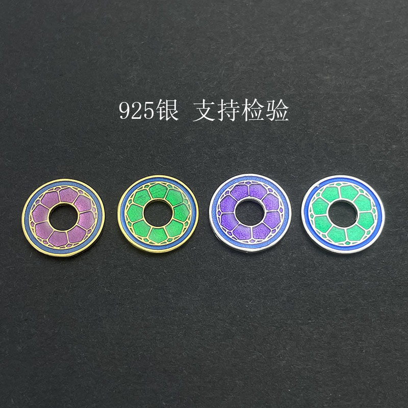 S925镀金古法烧蓝钱币吊坠手串