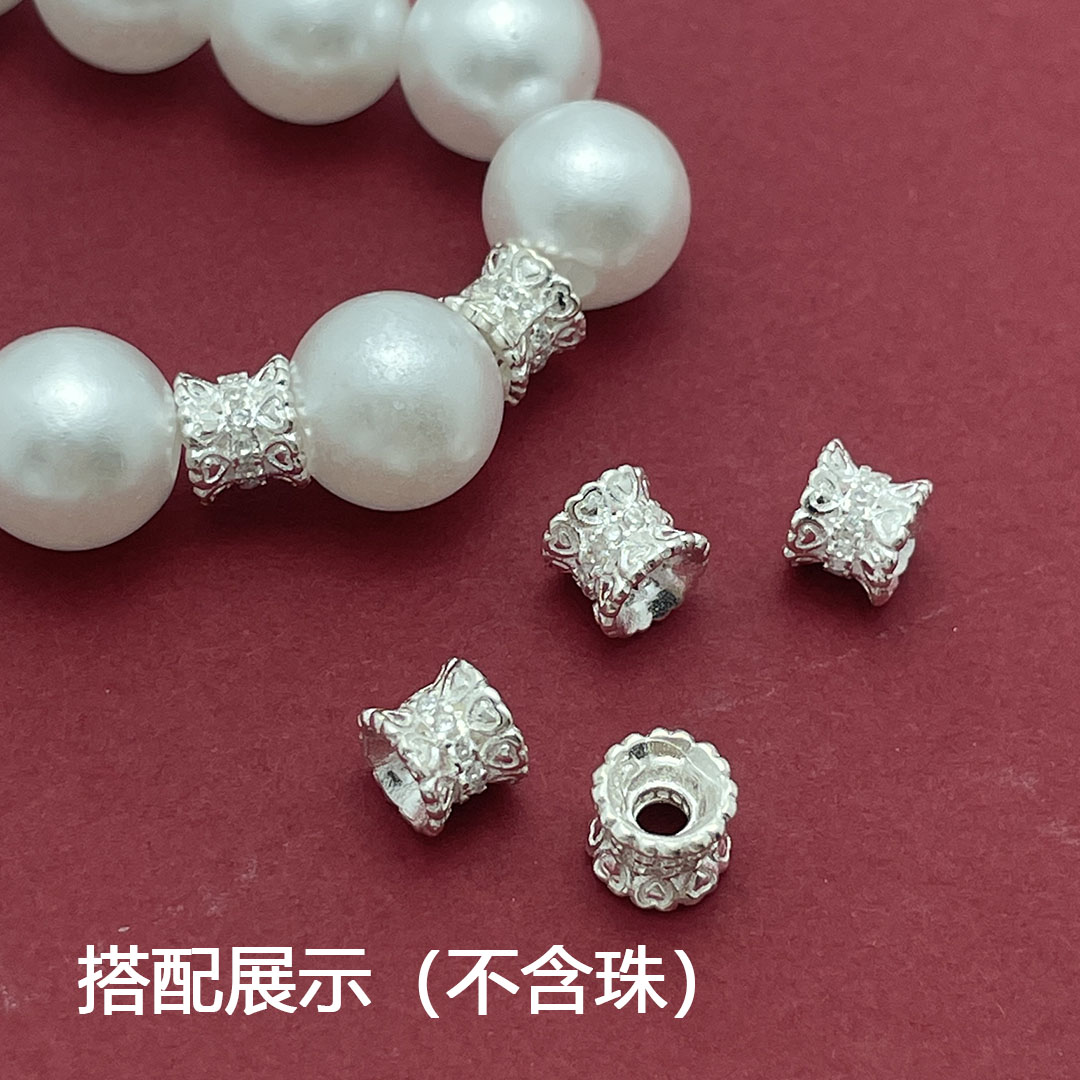 S925纯银镂空双面宝座花托隔珠