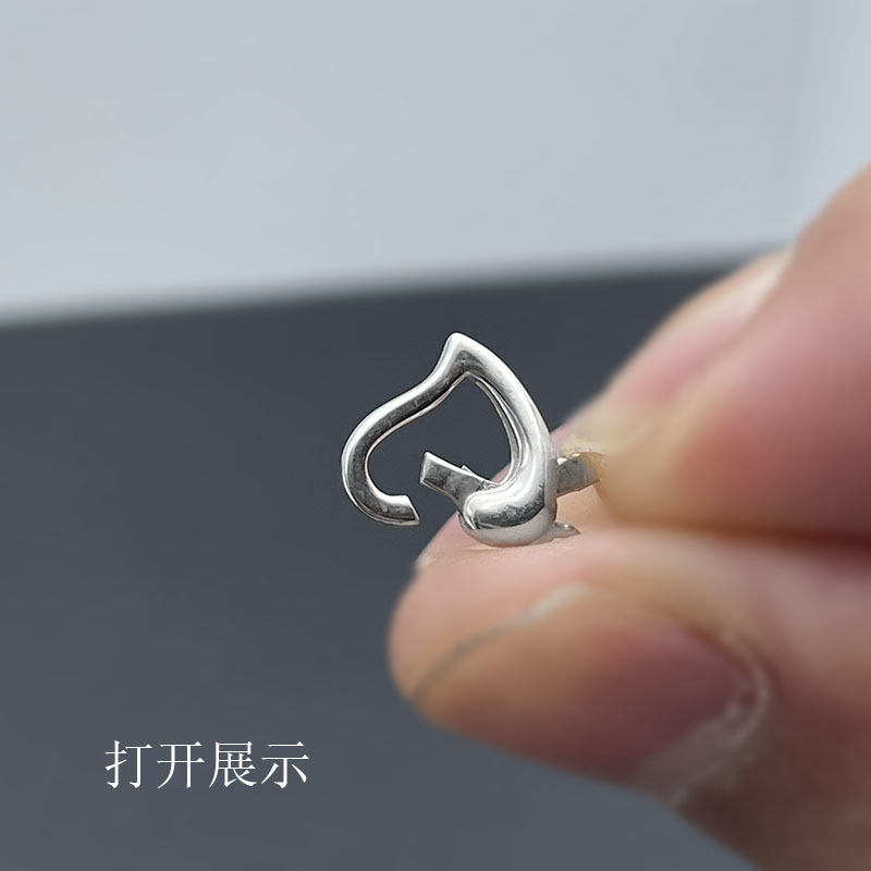 S925纯银爱心锁扣项链DIY配件