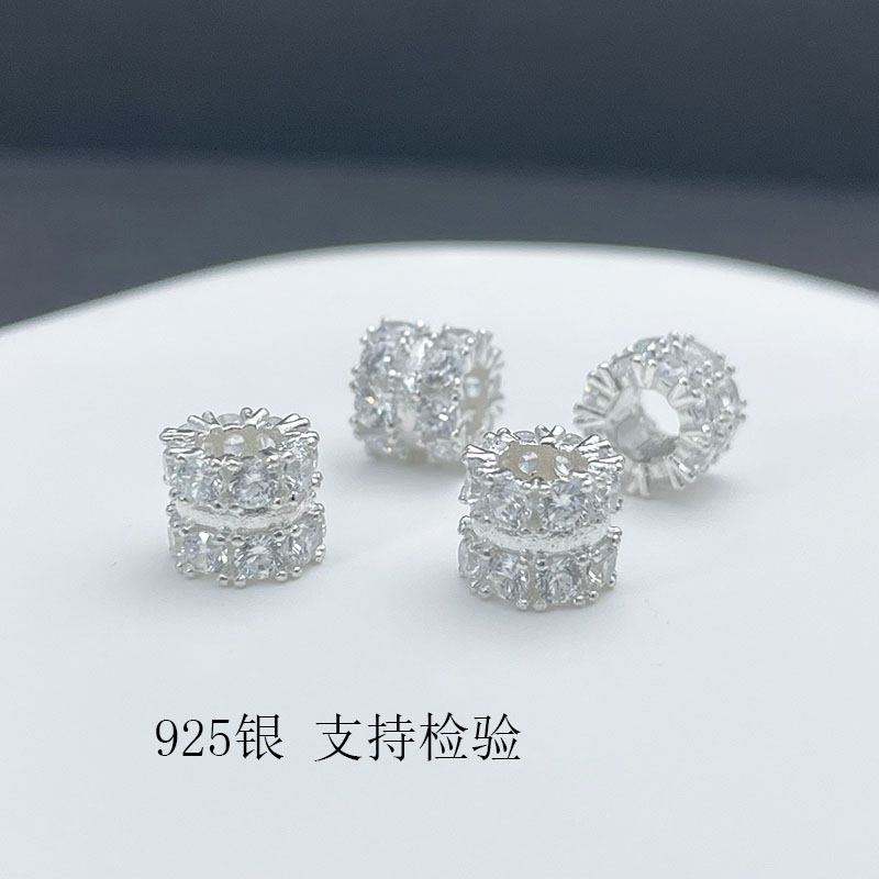S925纯银镶钻皓石隔珠保值